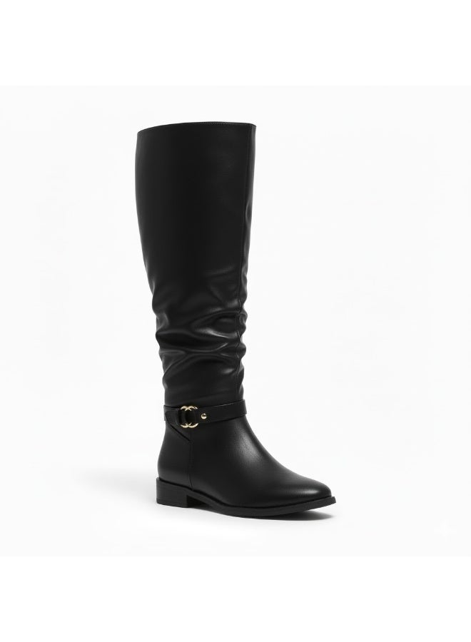 لايف ستيلاش  حذاء طويل من الجلد المريح LB-43 - أسود - Image 3